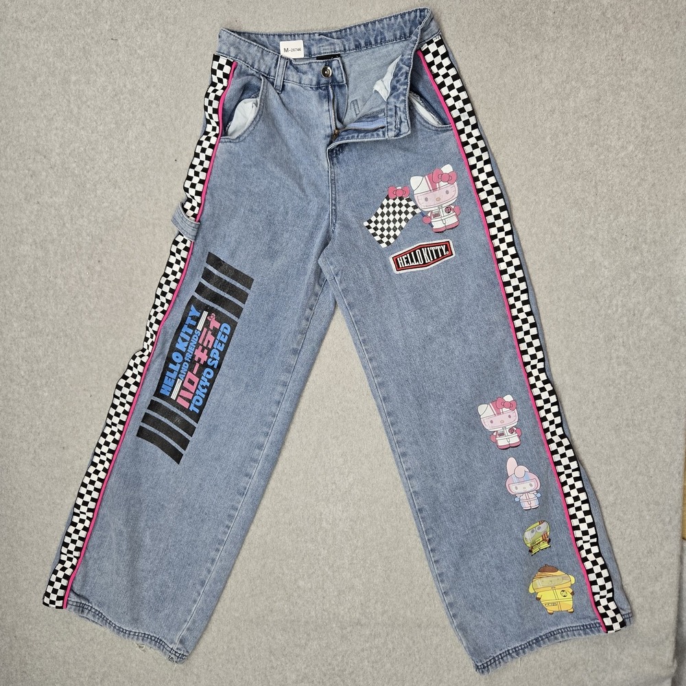 Hello Kitty And Friends By Sanrio Women Jeans 3 Embroidered Tokyo Speed READ